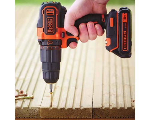 Аккумуляторная ударная дрель-шуруповерт BLACK+DECKER BDCHD18KB