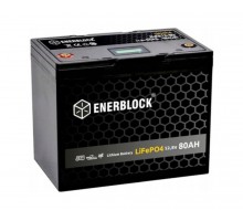 Акумулятор ENERBLOCK JLFP 12 В, 80 Аг LITHIUM LiFePO4