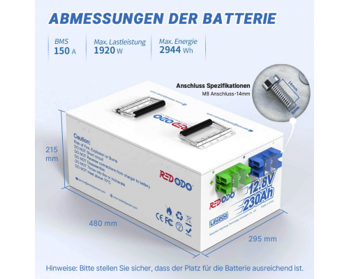 Акумулятор Redodo 12V 230Ah LiFePO4 | 2944 Втг и 1920 Вт